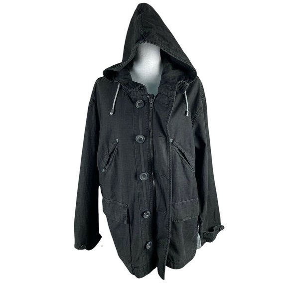 Free People Joshua Tree Jacket Hooded Black Cargo sz XS - Picture 5 of 12